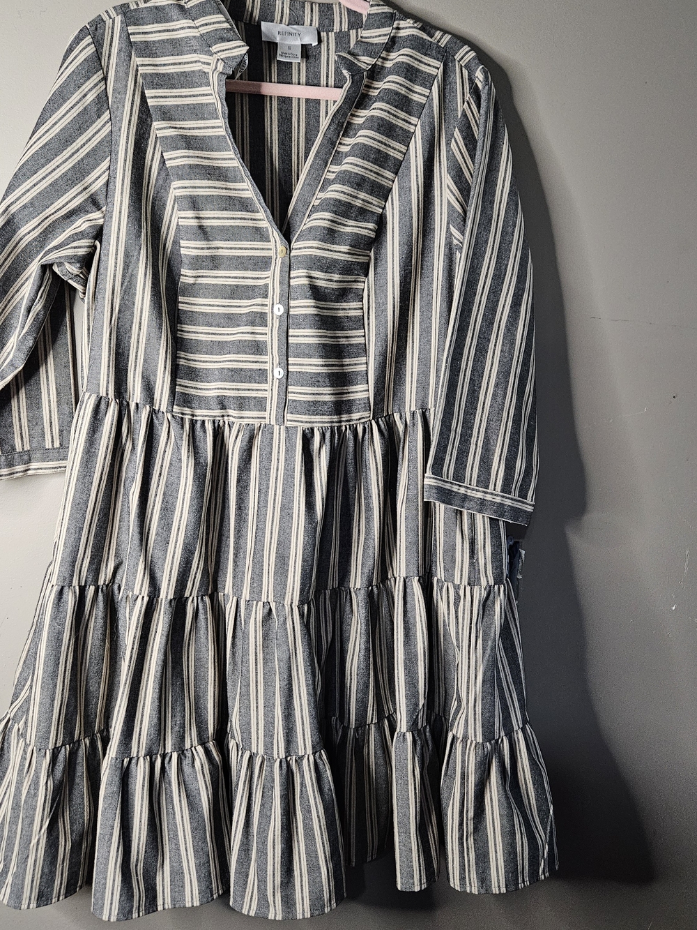 ReFinity Navy and White Striped Button-Front Dress